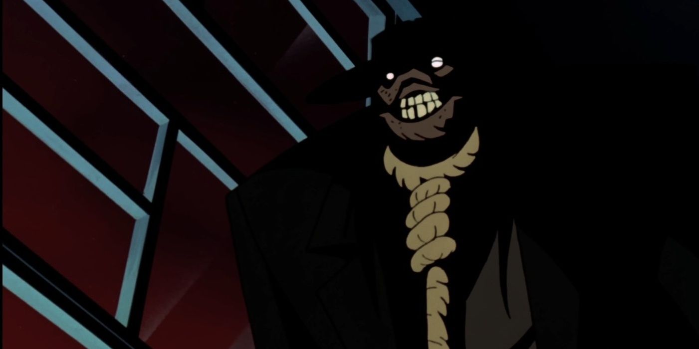 Scarecrow's grinning in Batman: The Animated Series