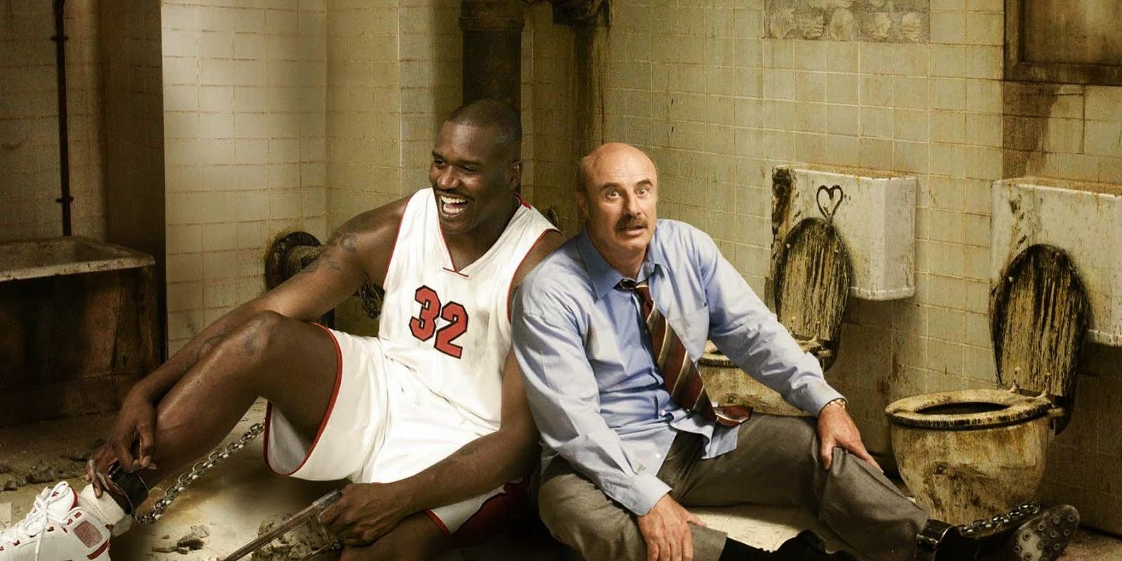 Shaq and Dr. Phil chained up ina bathroom in Scary Movie 4