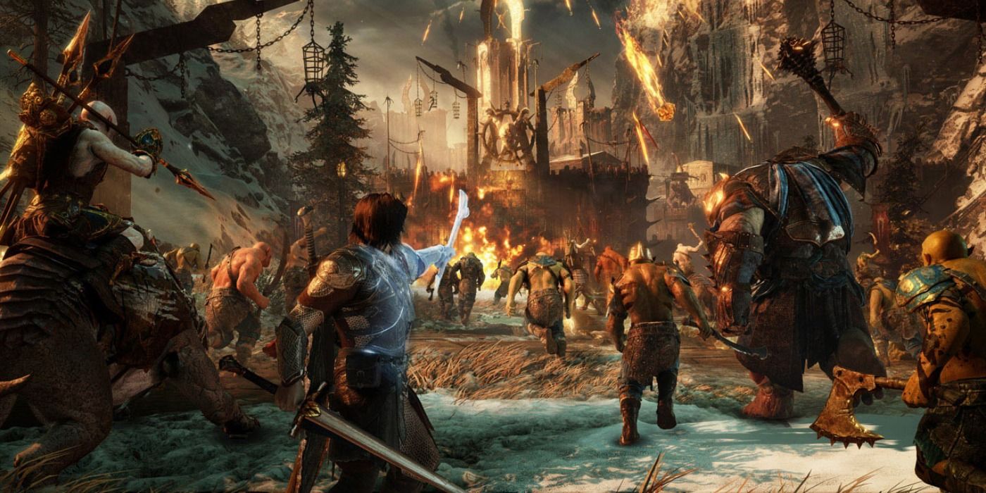 Talion Commands his Orc army in a siege during Shadow of War.