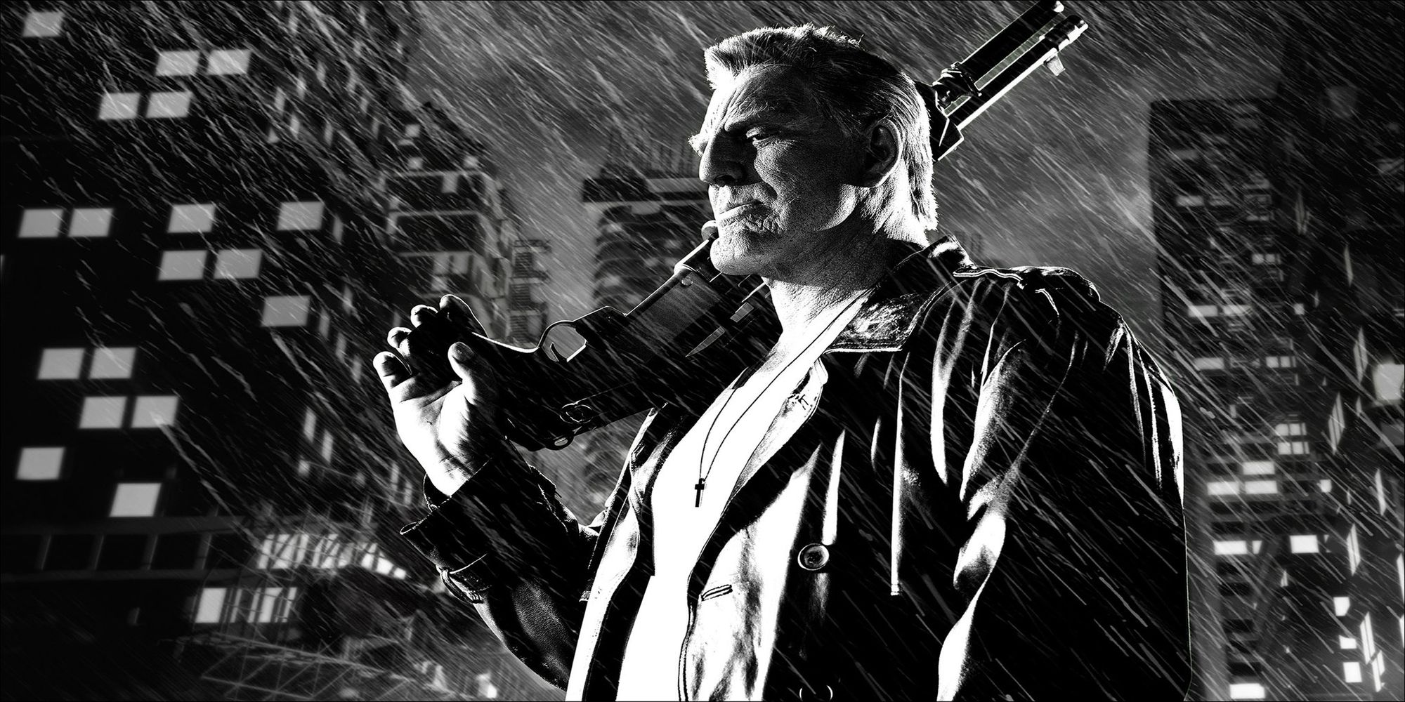 Marv with his gun in Sin City, A Dame To Kill For