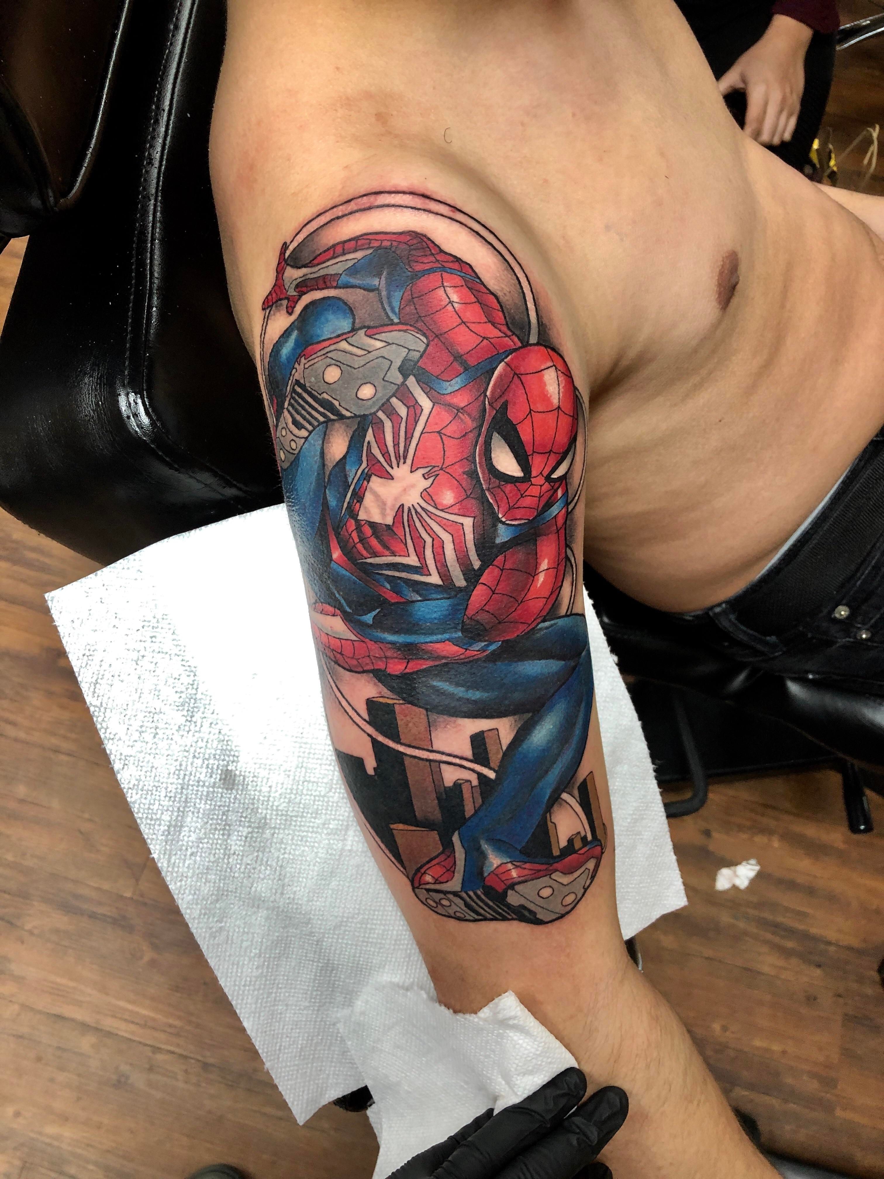 Spidey in a pit by Cecil Porter: TattooNOW
