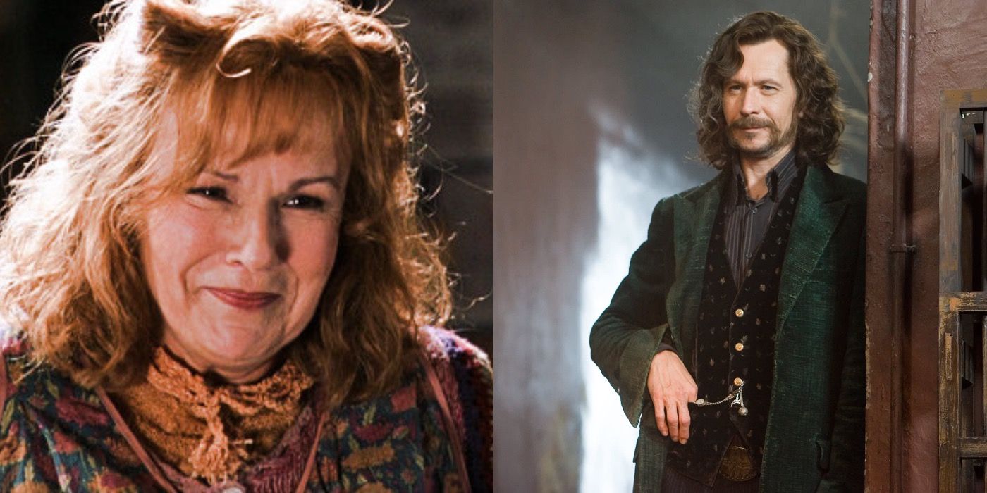 Split image of Molly Weasley and Sirius Black in Harry Potter
