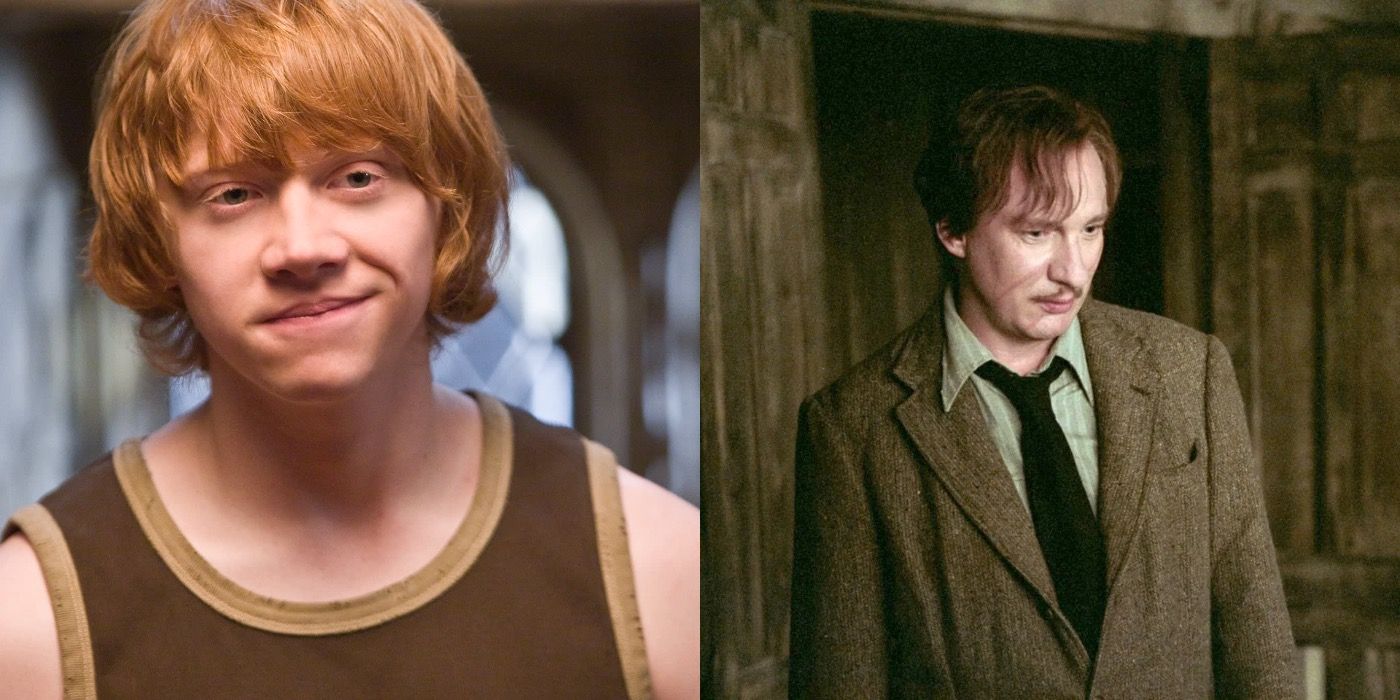 Split image showing Ron Weasley and Remus Lupin in Harry Potter