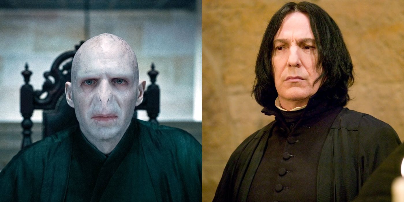Split image showing Voldemort and Snape in Harry Potter