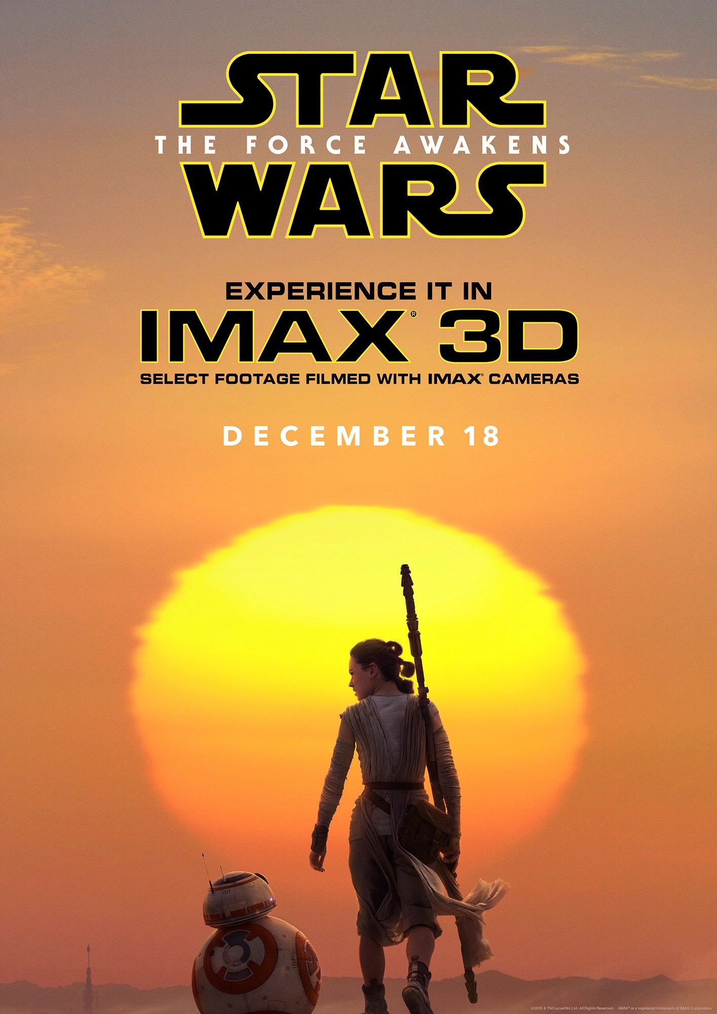 Star Wars The Force Awakens Poster Rey BB-8 Imax