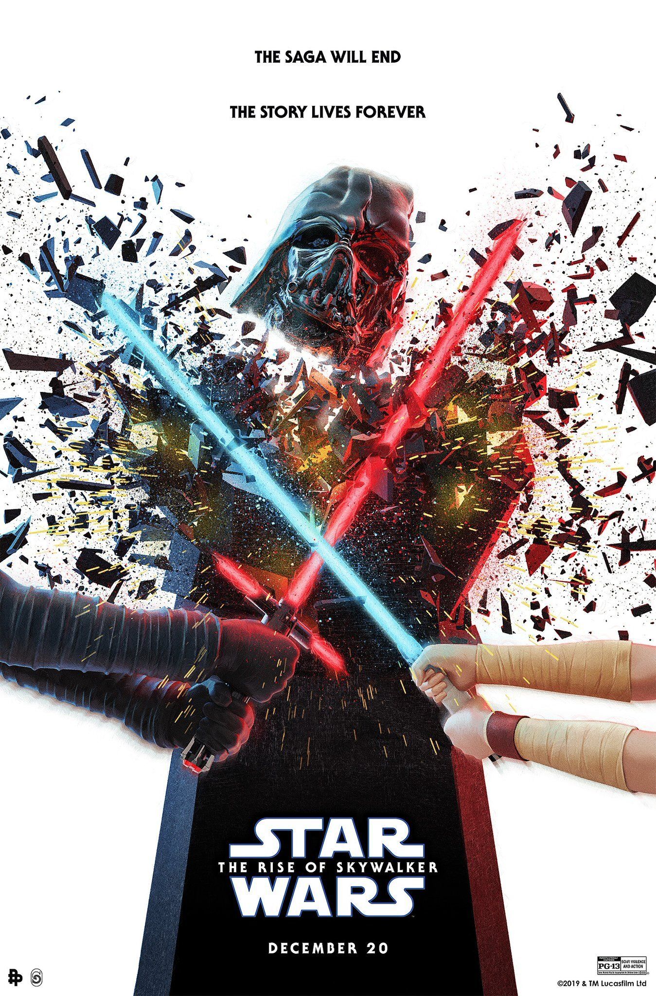 Star Wars The Rise Of Skywalker Rey Kylo Vader Helmet Poster