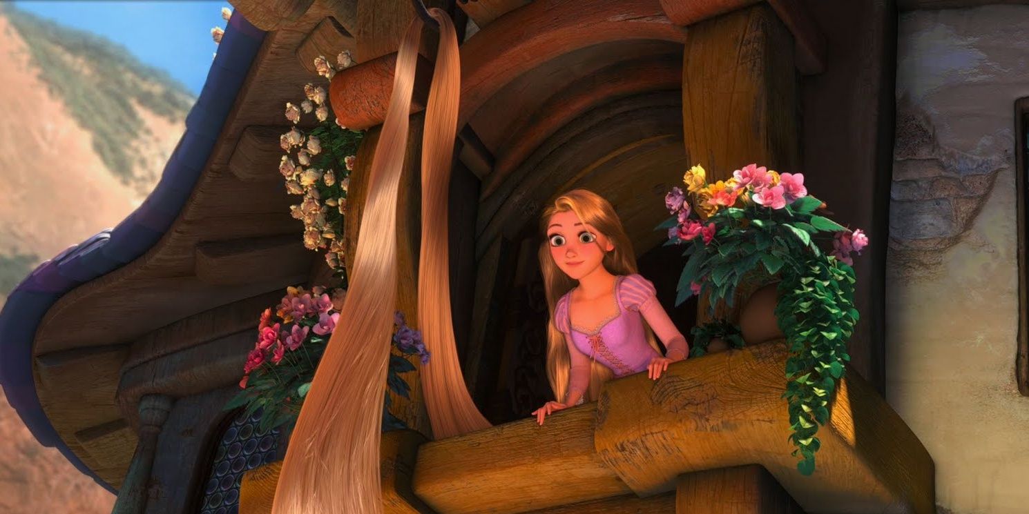 Rapunzel looks out of her tower in Tangled