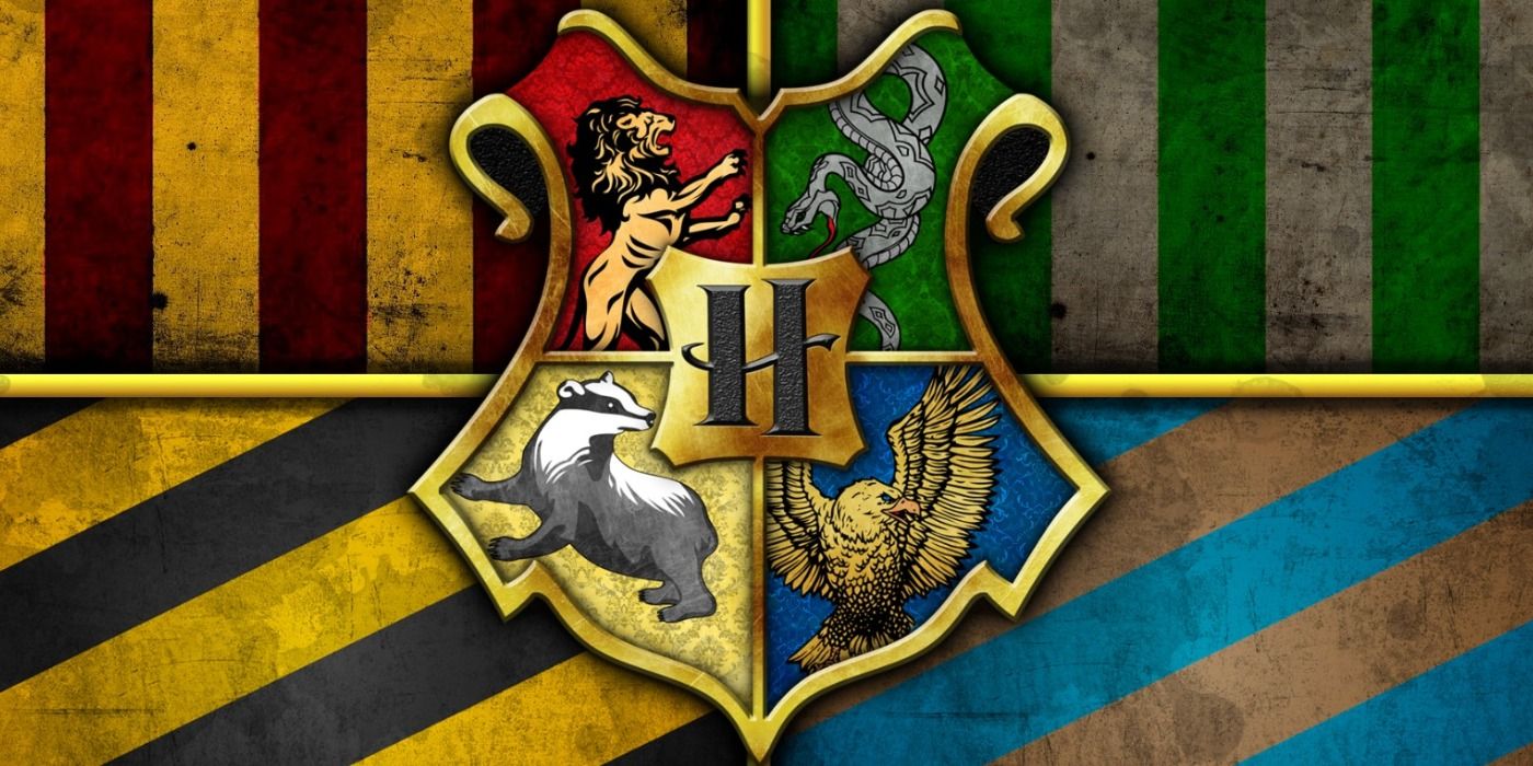 The Hogwarts house banners and emblems combined
