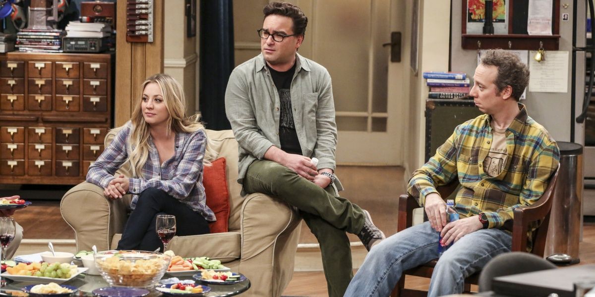 The Big Bang Theory, Stuart con Penny e Leonard nel loro appartamento