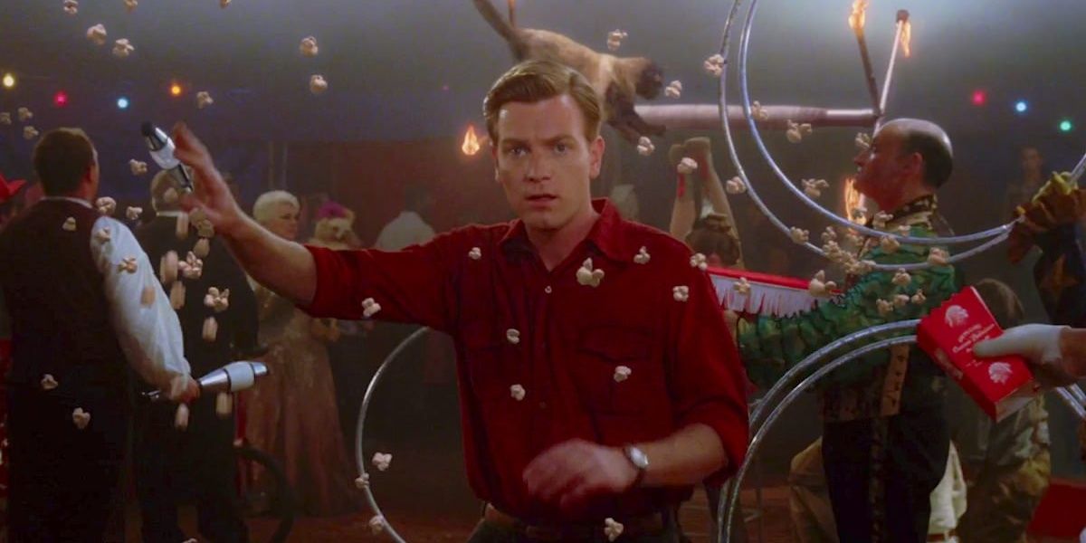 Edward Bloom walking through a frozen circus in Big Fish.