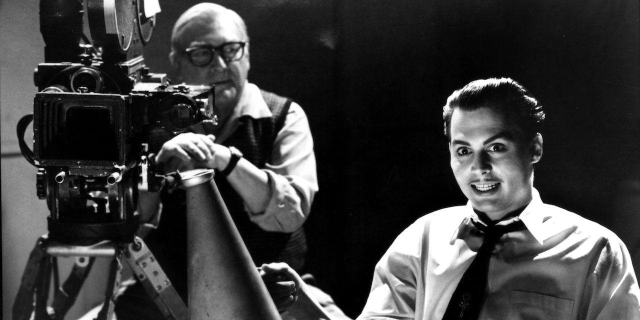 Ed stares intently as Ed Wood directs a scene 
