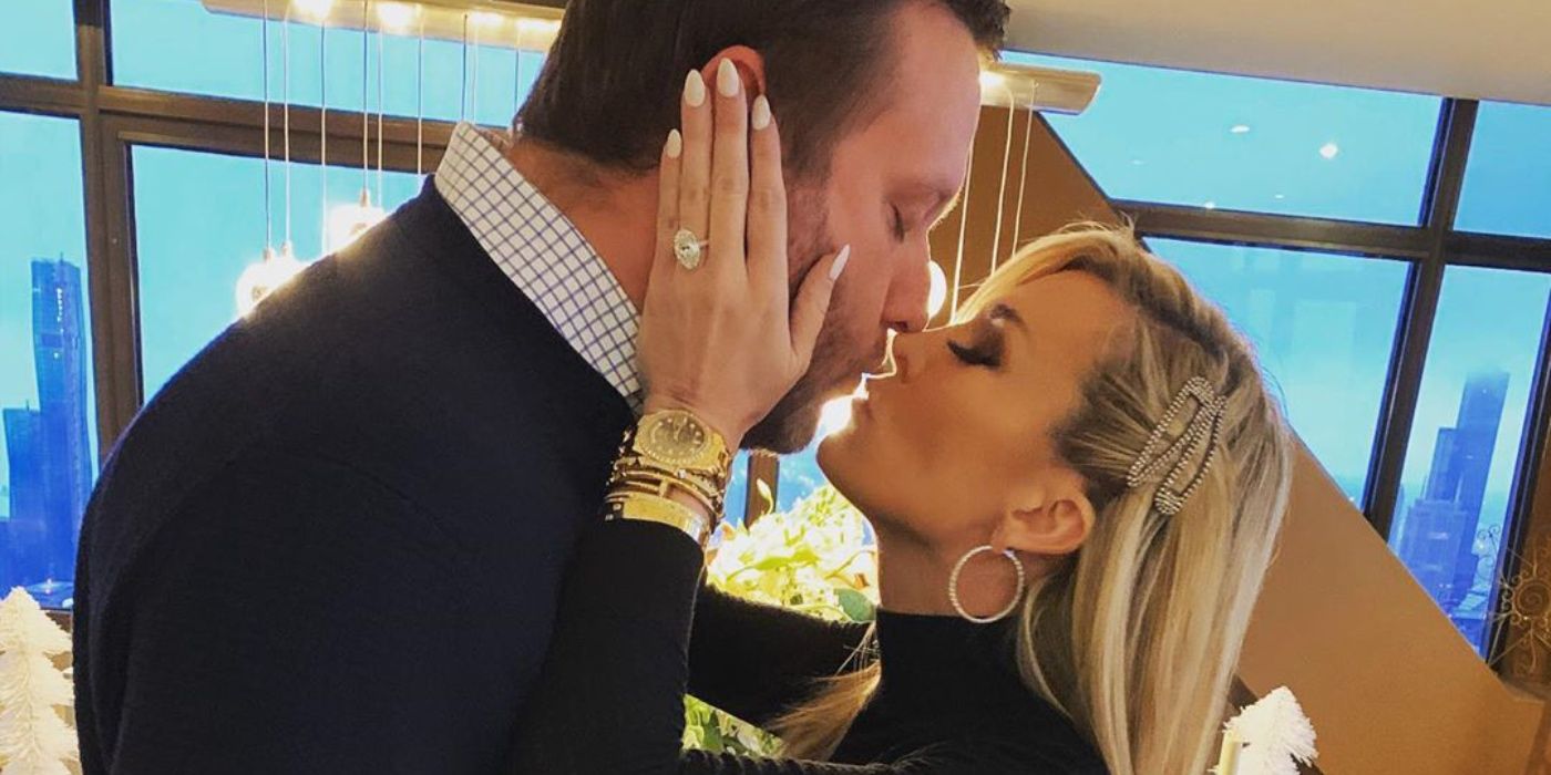 Tinsley Mortimer and Scott Kluth about to kiss on The Real Housewives of New York City