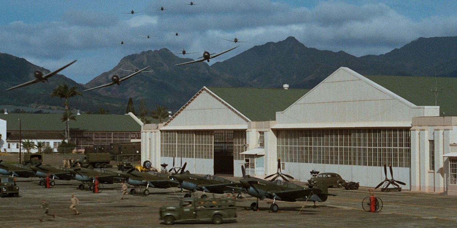 An airplane hangar in Tora Tora Tora