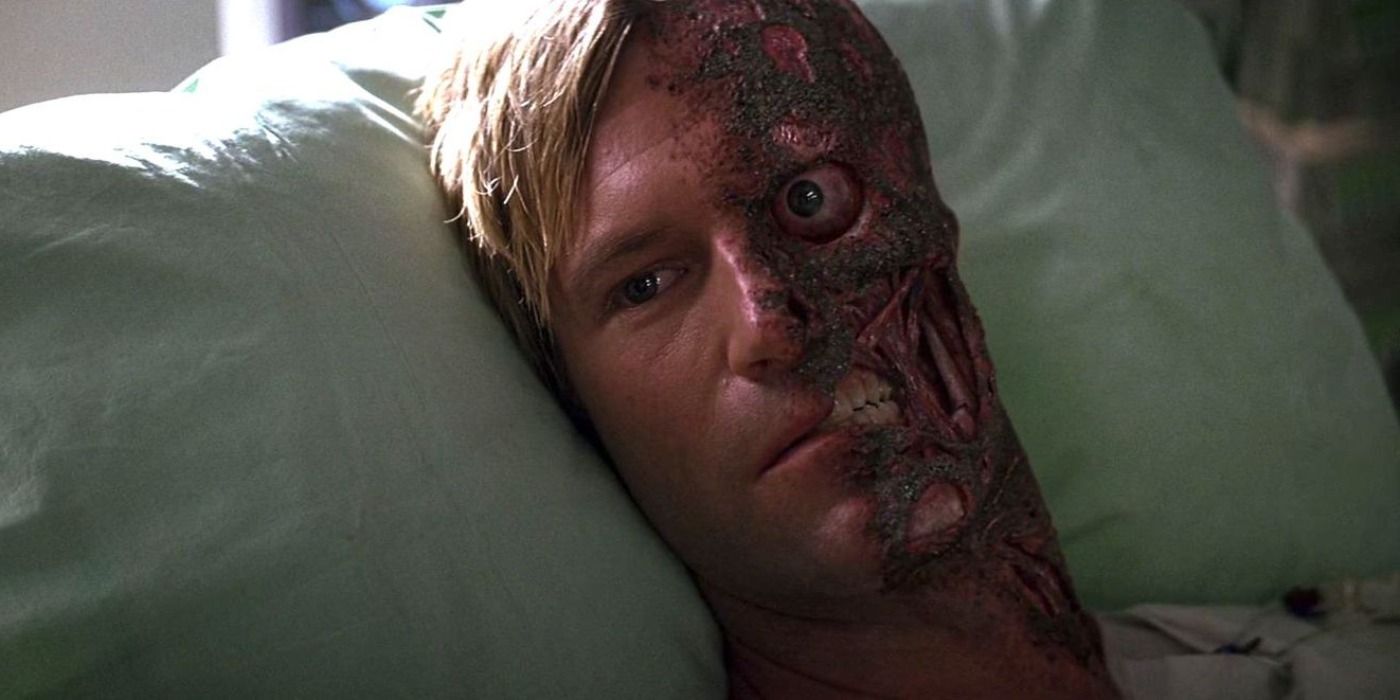 The reveal of Harvey Dent as Two-Face in The Dark Knight.