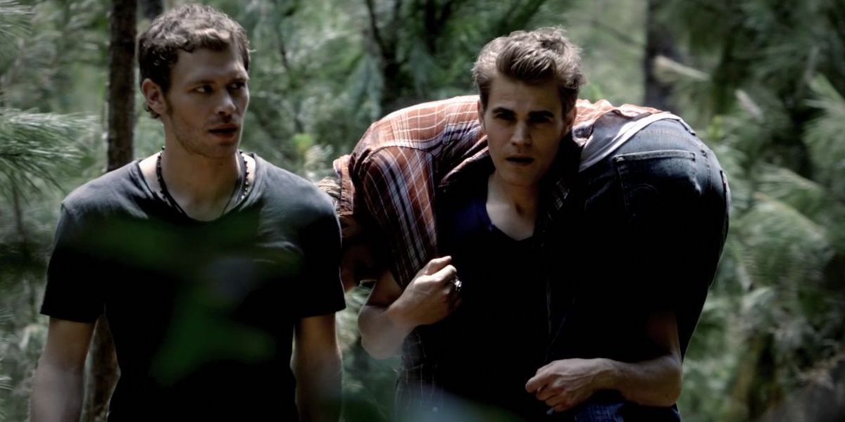 Klaus and Stefan walk through the woods