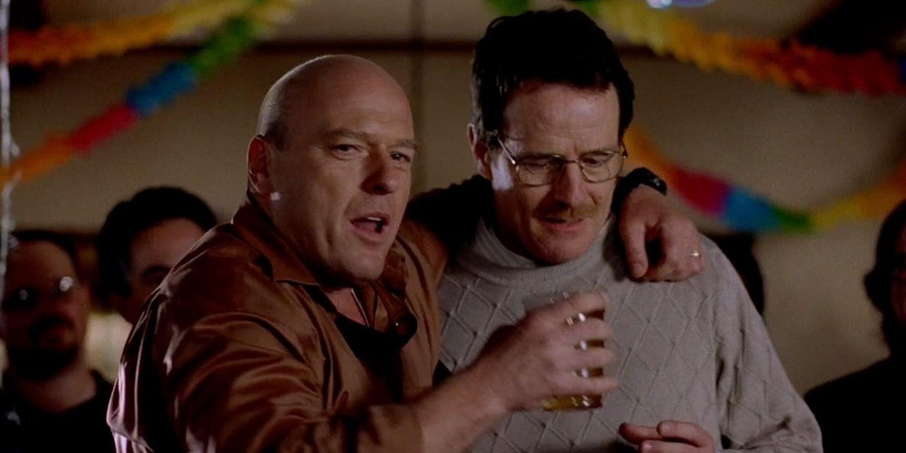 Walt and Hank drunk together at his birthday party in Breaking Bad