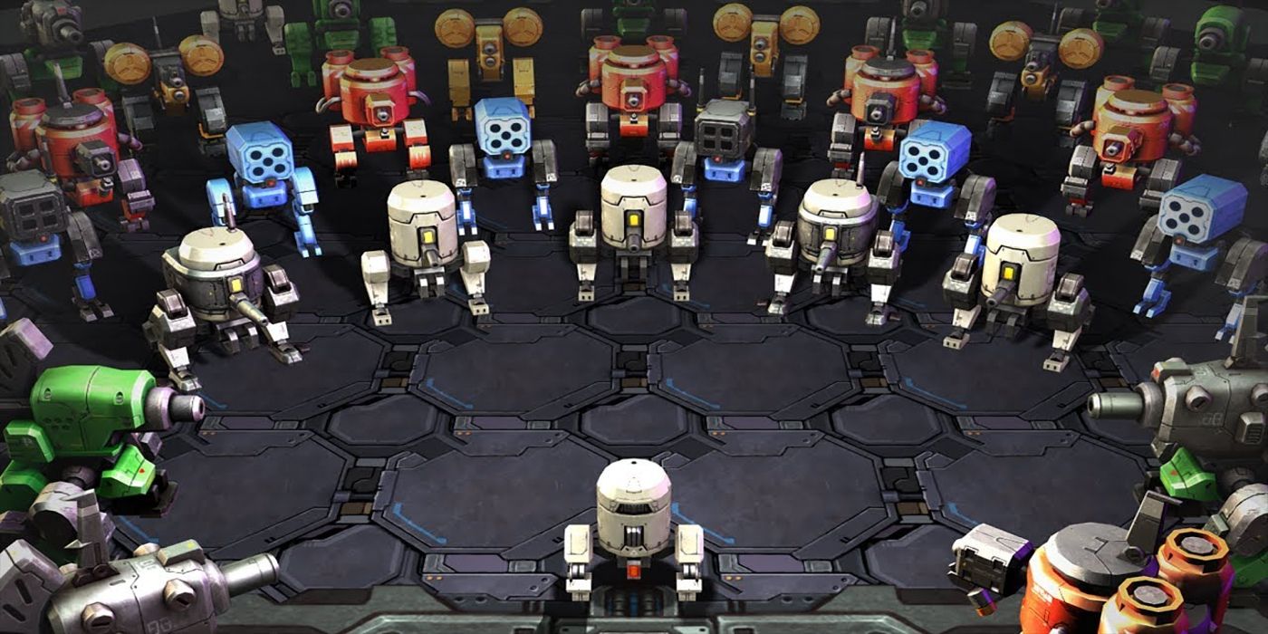 A screenshot from the browser game Warbot.io.