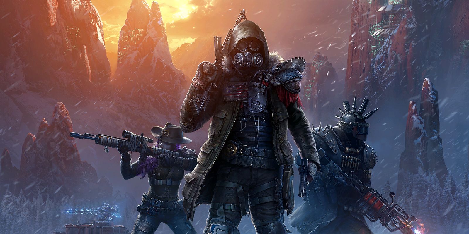 The artwork for Wasteland 3, featuring several armed characters in a snowy setting.