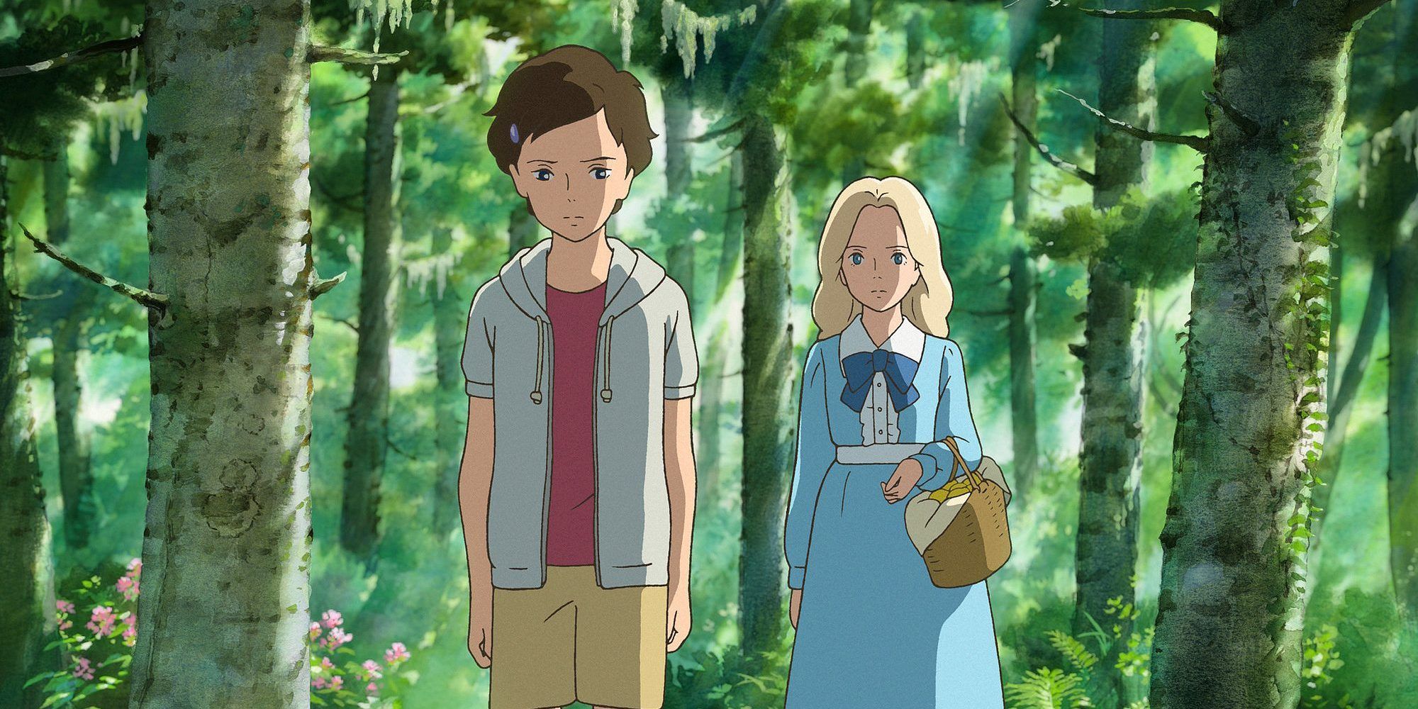 Anna and Marnie walk through the woods in When Marnie Was There