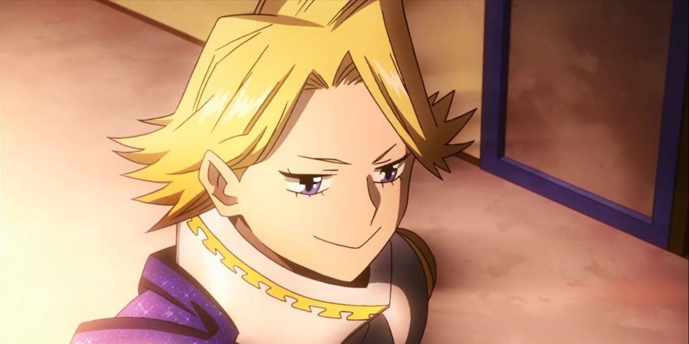 Close up of Aoyama from the My Hero Academia anime.
