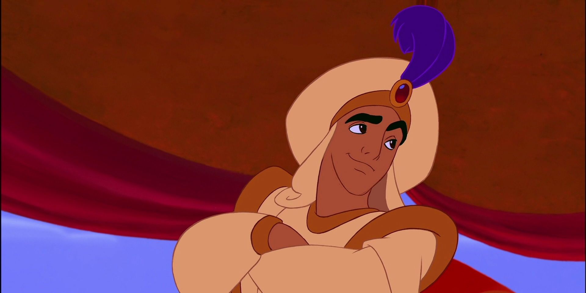 Aladdin rides in as Prince Ali
