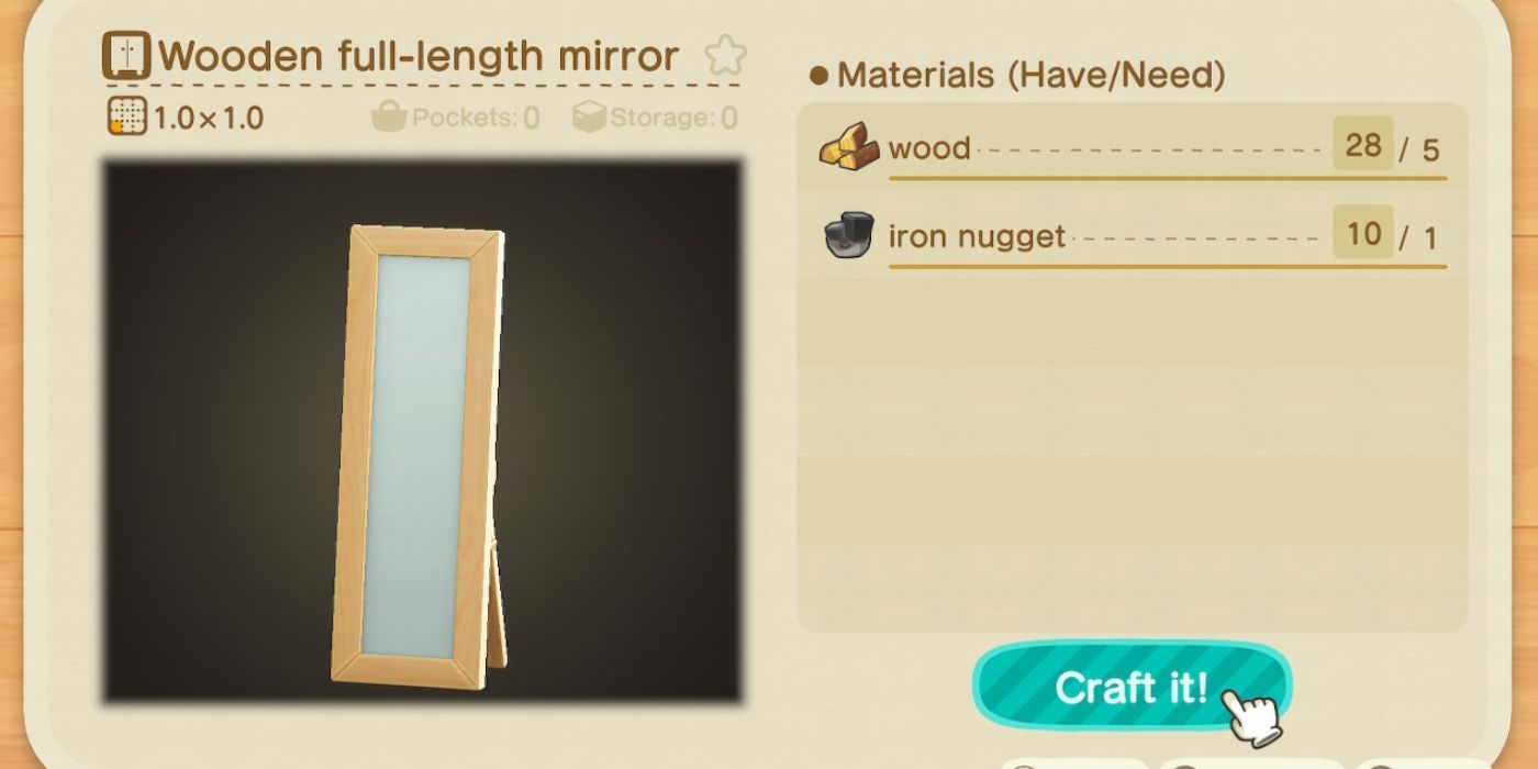 animal crossing new horizons mirror recipe