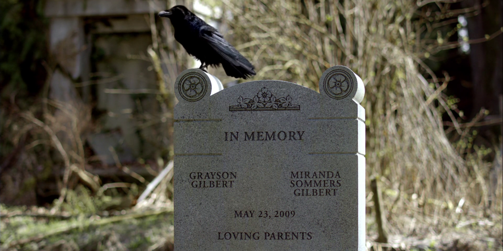 A crow atop a tombstone in TVD