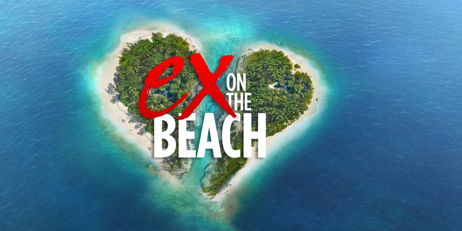 Ex On The Beach Logo Over A Heart Shaped Island