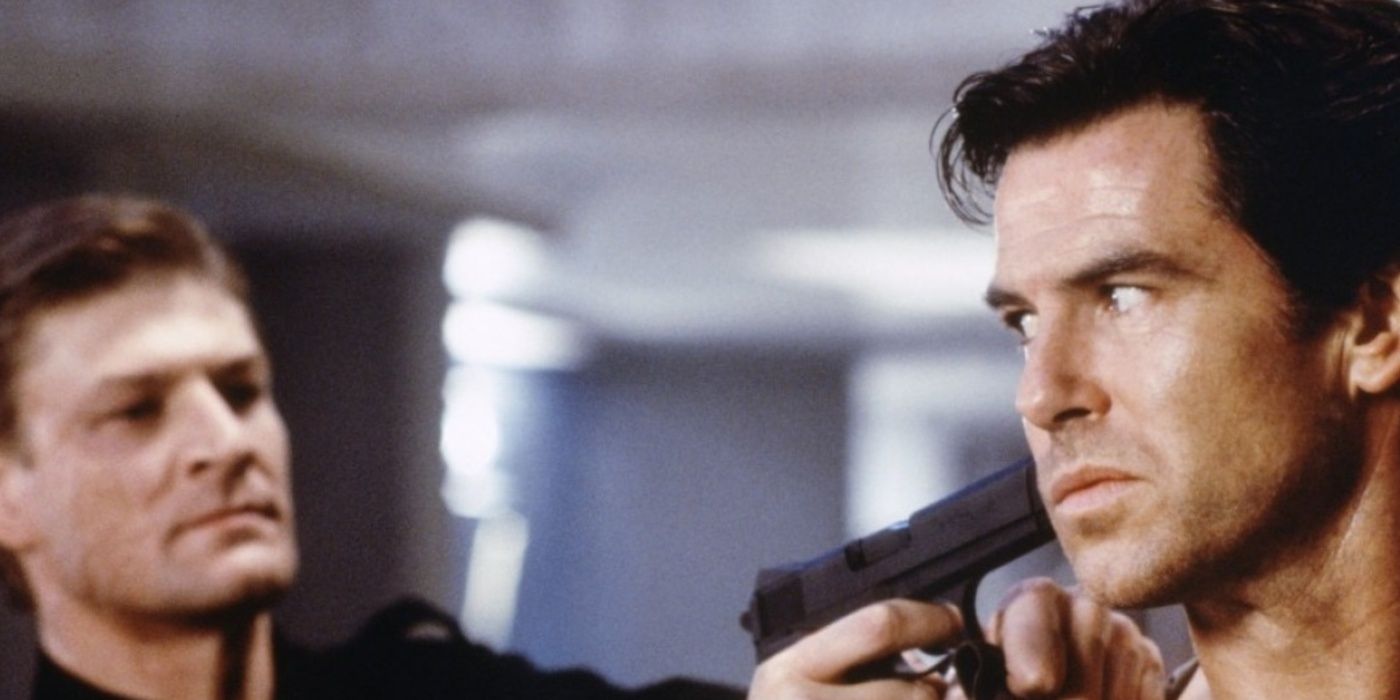 Sean Bean holds James Bond at gunppint in Goldeneye.