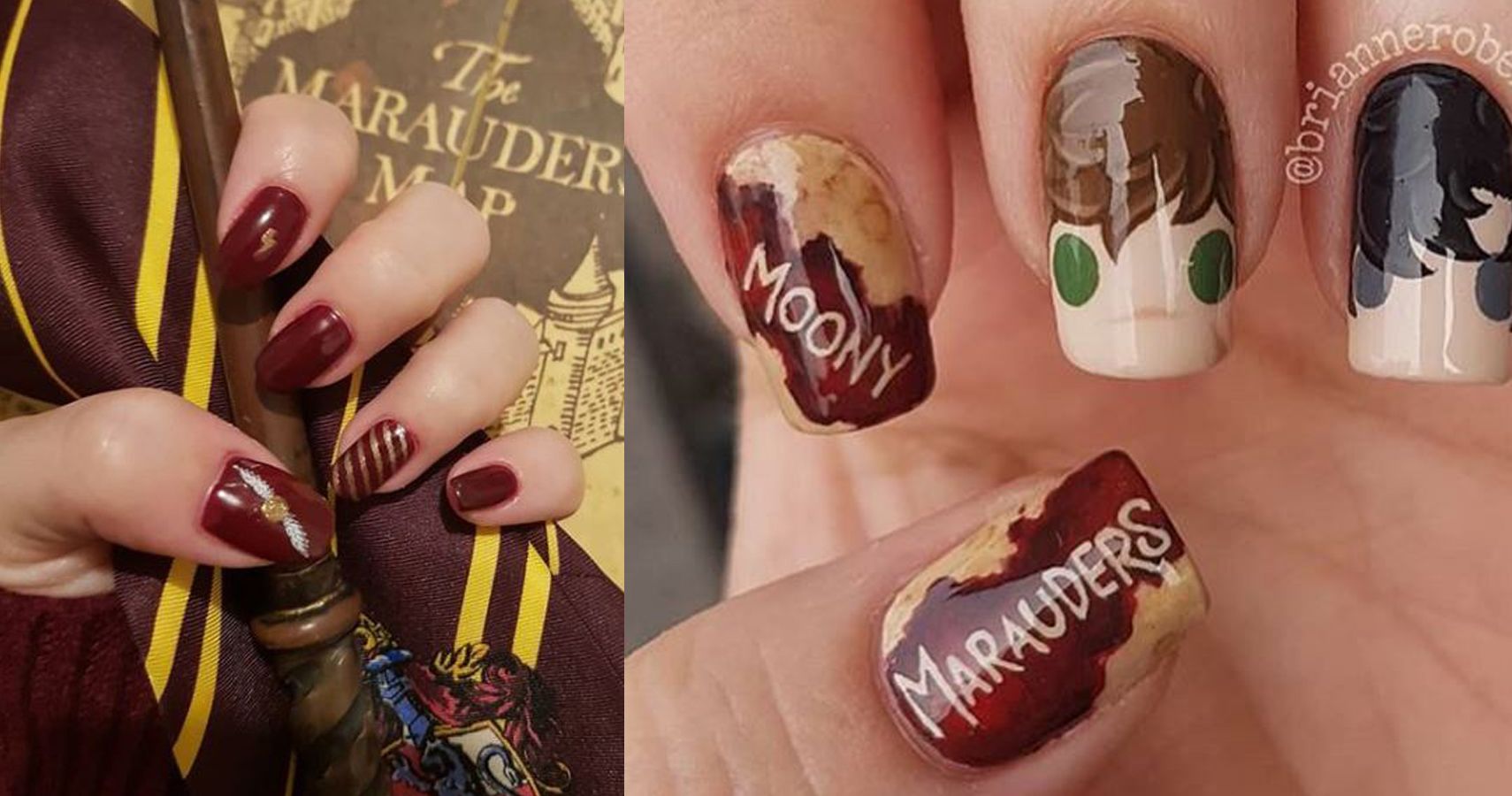 Harry Potter Acrylic Nail Art Design with Hand Painted Easy Nail Art -  Collab with Michelle Manis - YouTube
