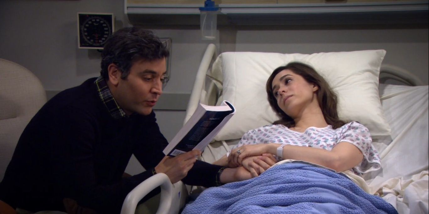 Ted reads to Tracy while she's in the hospital