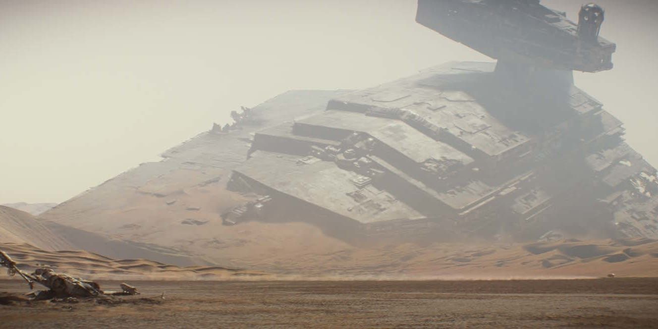 A crashed Star Destroyer on Jakku