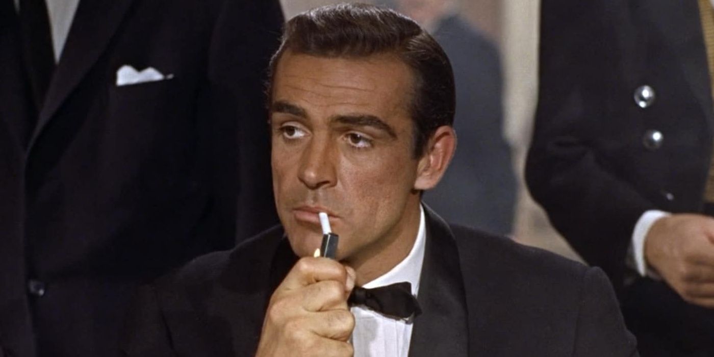 James Bond lighting a cigarette in Dr.No