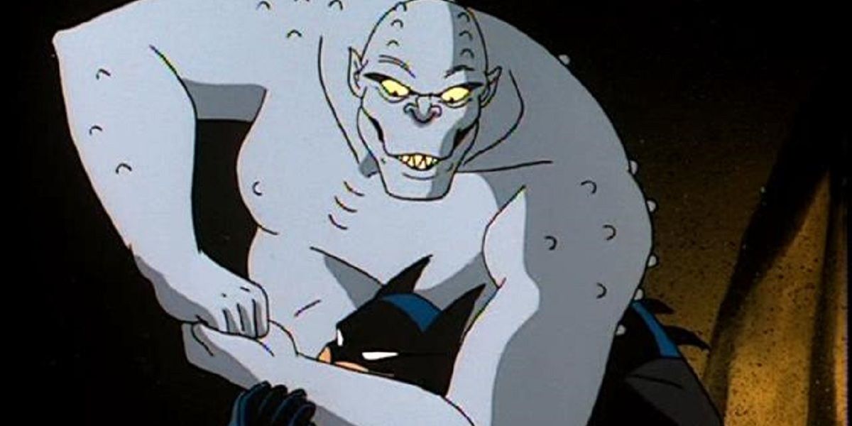Killer Croc fighting Batman in Batman-The-Animated-Series
