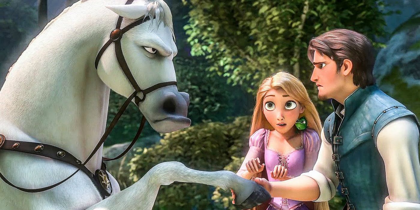 Maximus begrudingly makes peace with Flynn Ryder in Tangled