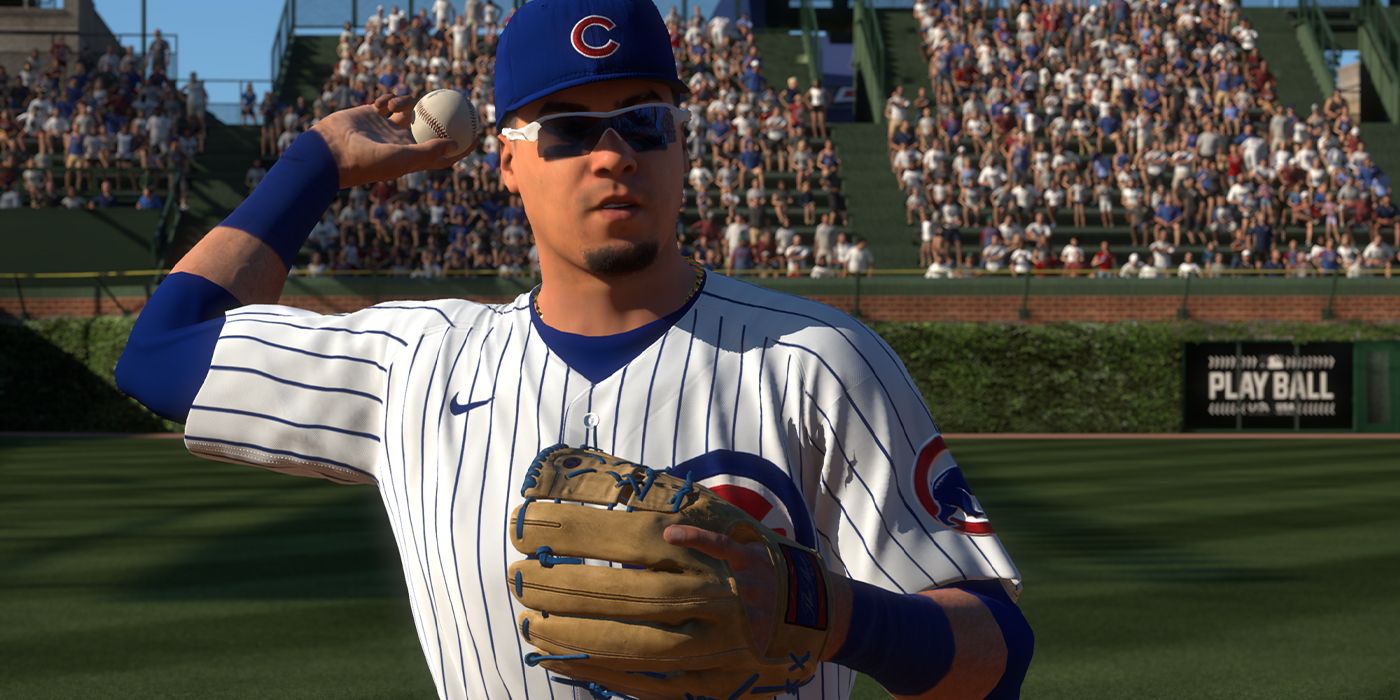 A player tosses the ball from the infield from MLB The Show