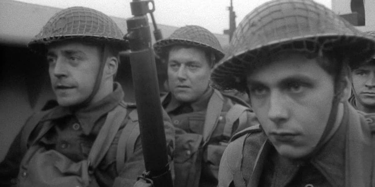 Soldiers in a landing craft in Overlord