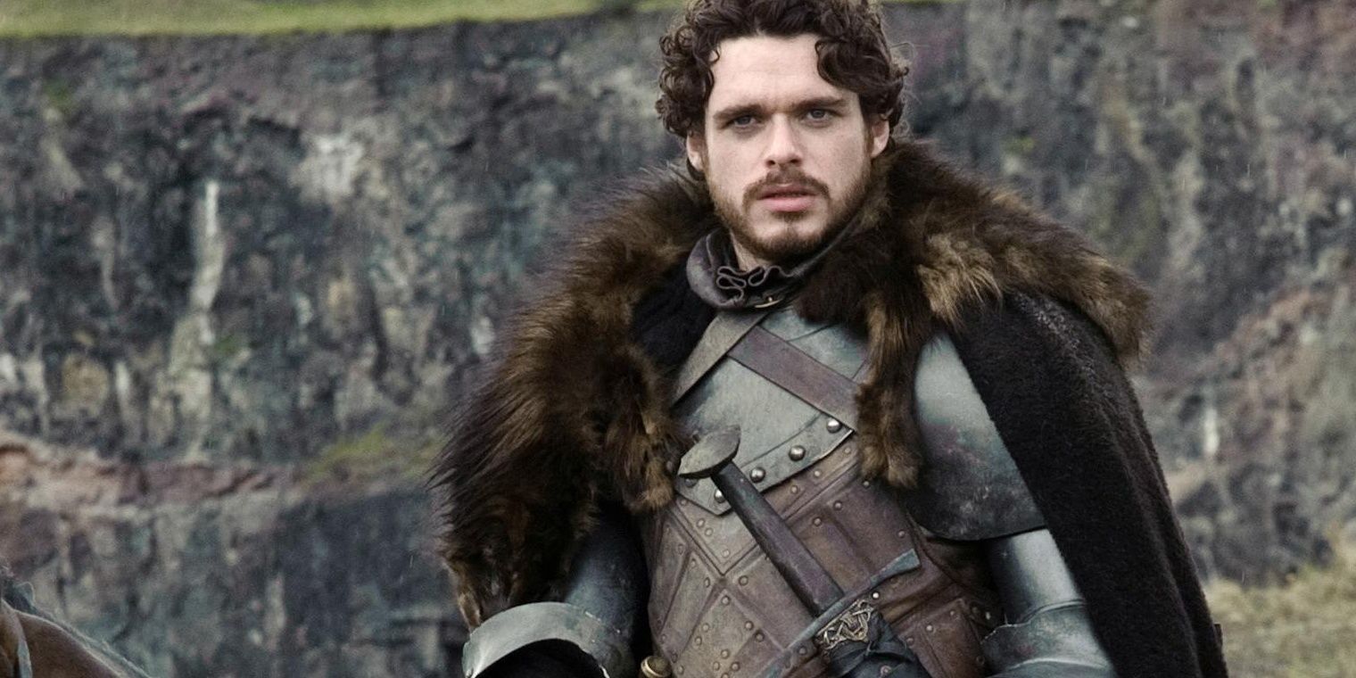 Robb Stark in armor outside in Game of Thrones