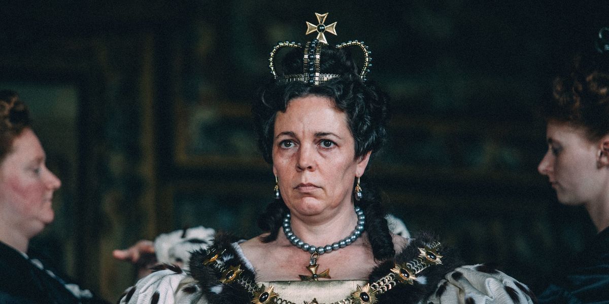 Queen Anne in her crown in The Favourite