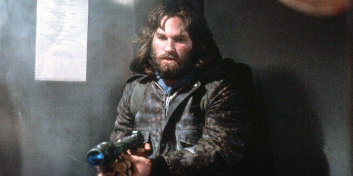 MacReady with a flamethrower in The Thing 1982