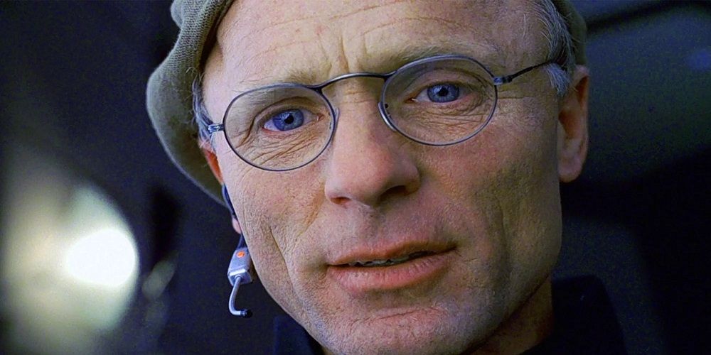 Ed Harris looks into the camera in The Truman Show