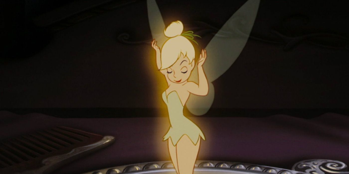 Tinker Bell looking downwards in Peter Pan