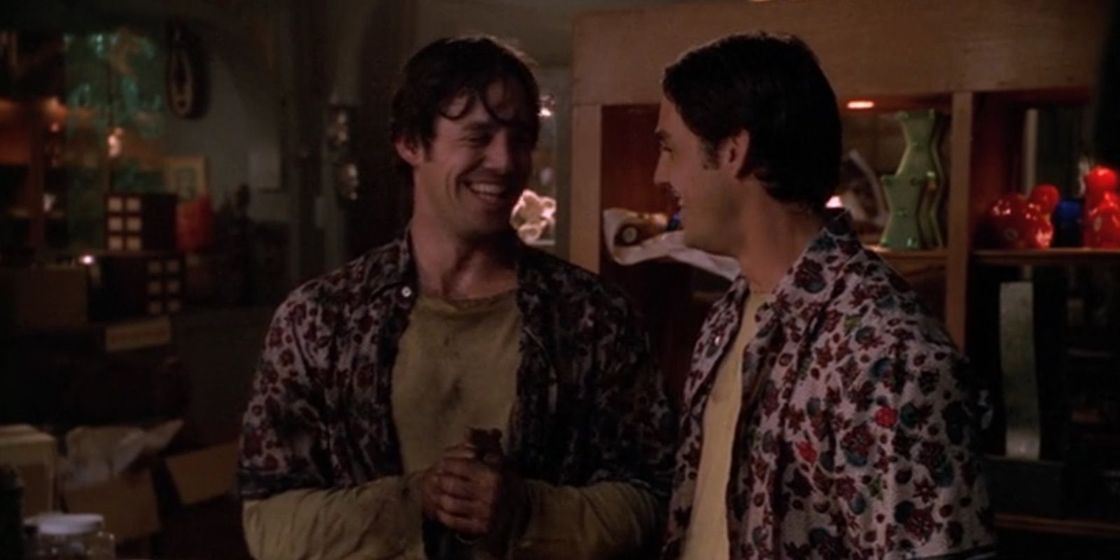 Xander laughing with his doppelganger on Buffy the Vampire Slayer