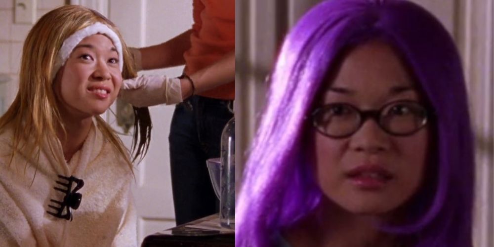 Lane dyes her hair from black to purple on Gilmore Girls