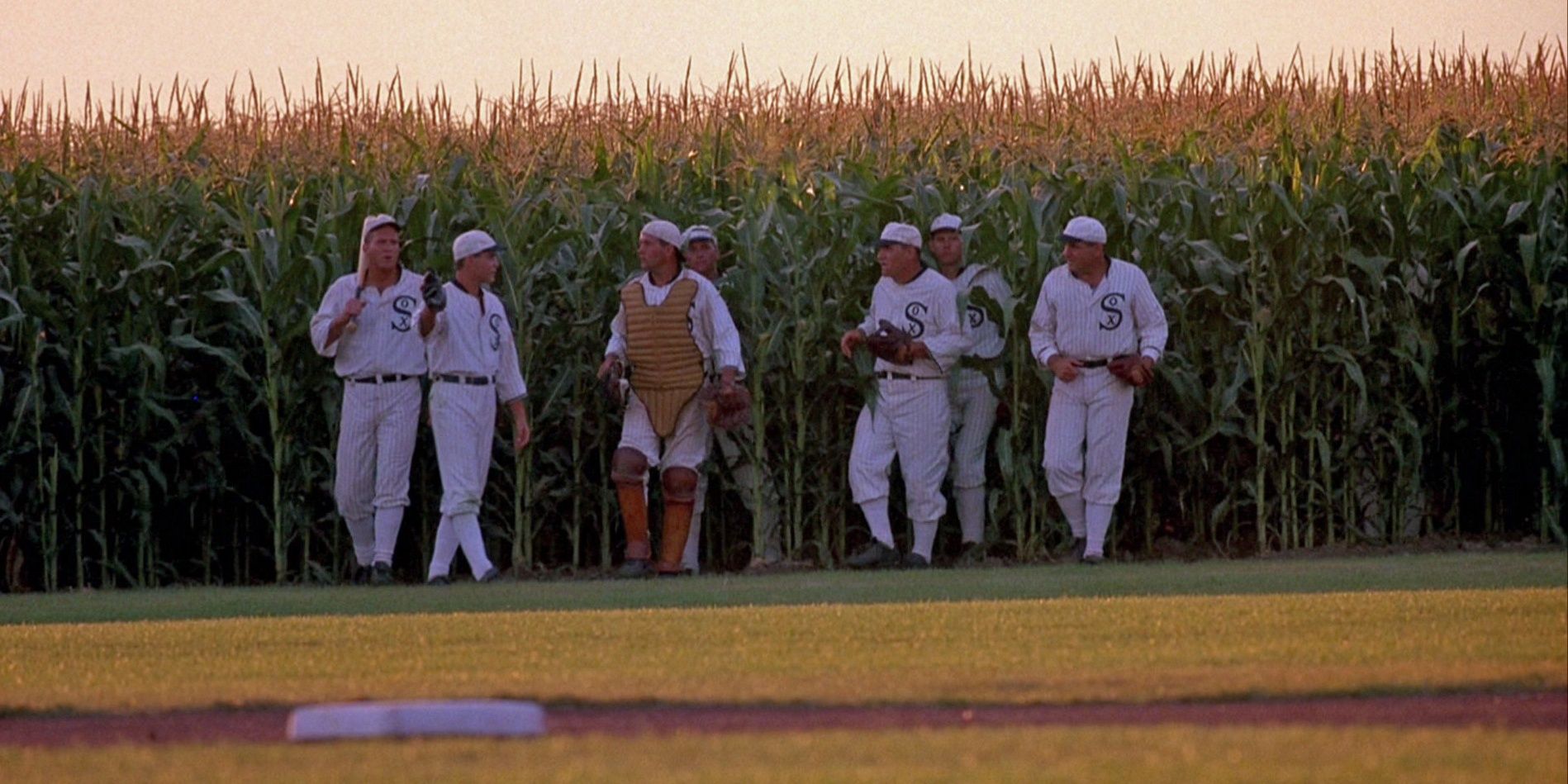 The White Sox walk out of the corn field in Field of Dreams
