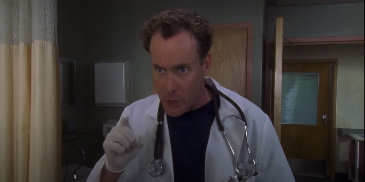 Perry Cox talking to someone in the Scrubs Pilot