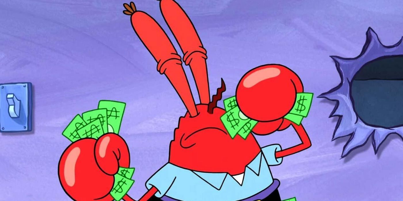Mr. Krabs smelling money on SpongeBob SquarePants