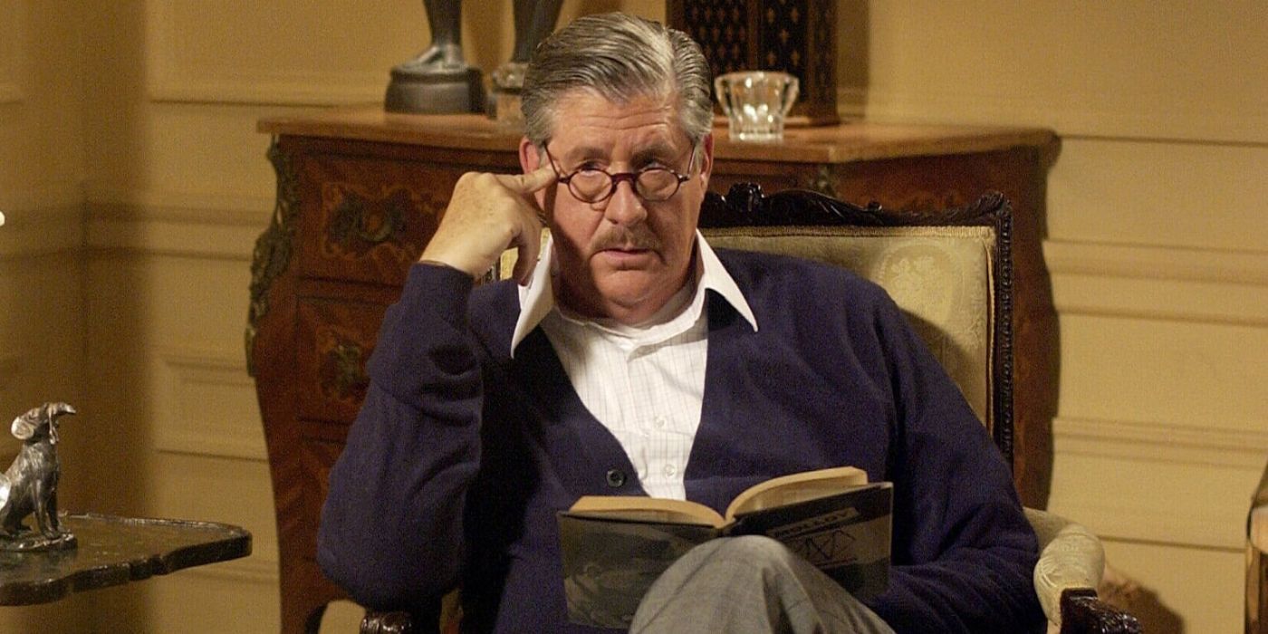 Richard Gilmore sitting and reading a book on Gilmore Girls