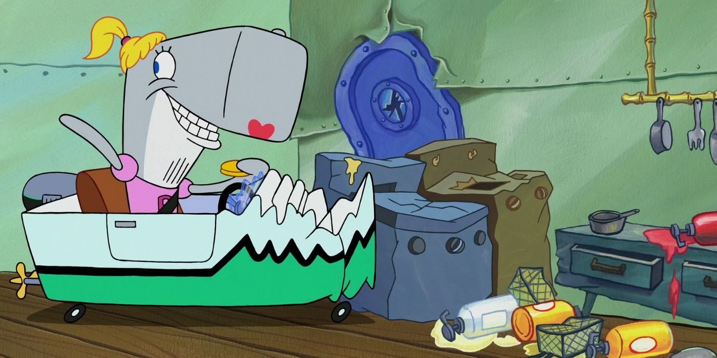 Pearl runs her boat into the Krusty Krab kitchen on SpongeBob SquarePants