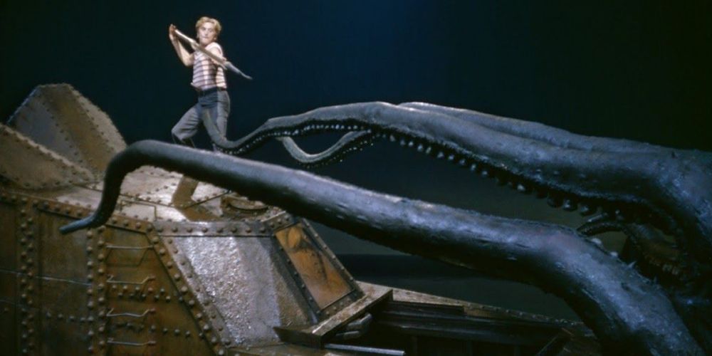 Ned fights a giant squid in 20,000 Leagues Under the Sea
